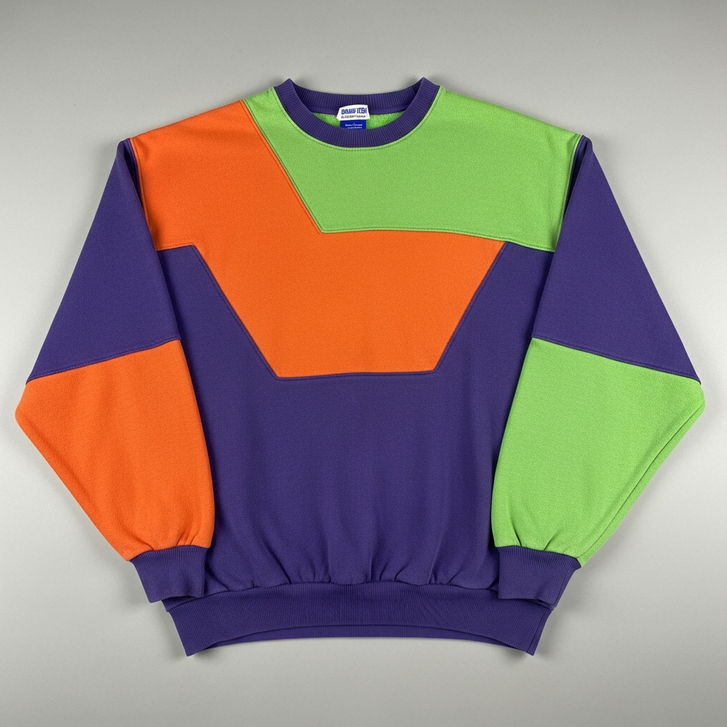 Color block crewneck sweatshirt 90s style